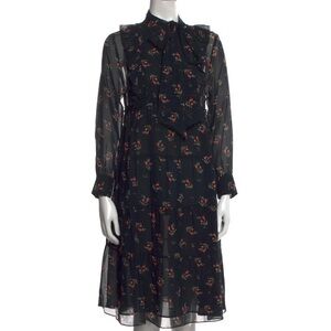 Masscob Floral Print Silk Ruffle Dress Whimsigoth Size XS